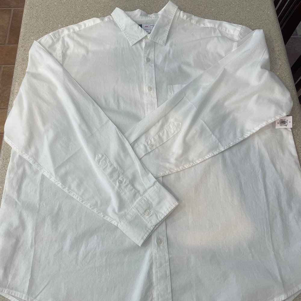 NWT Mens Old Navy White Everyday Shirt Button Up LS XXL